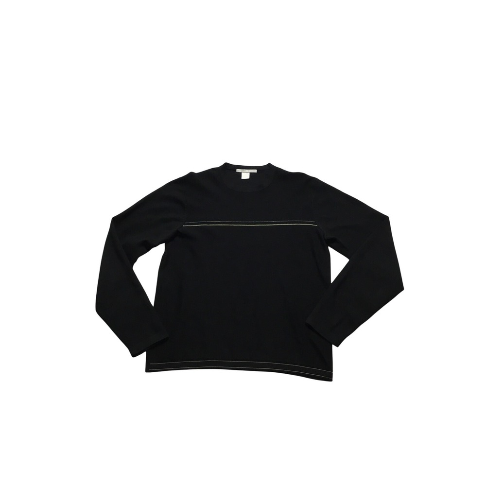 Perry Ellis Mens M‎ Silk Blend Black Long Sleeve Crew Neck Sweater
